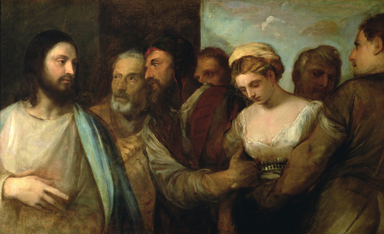 المسيح والزانية 1512-1515 بواسطة تيزيانو فيتشيلي