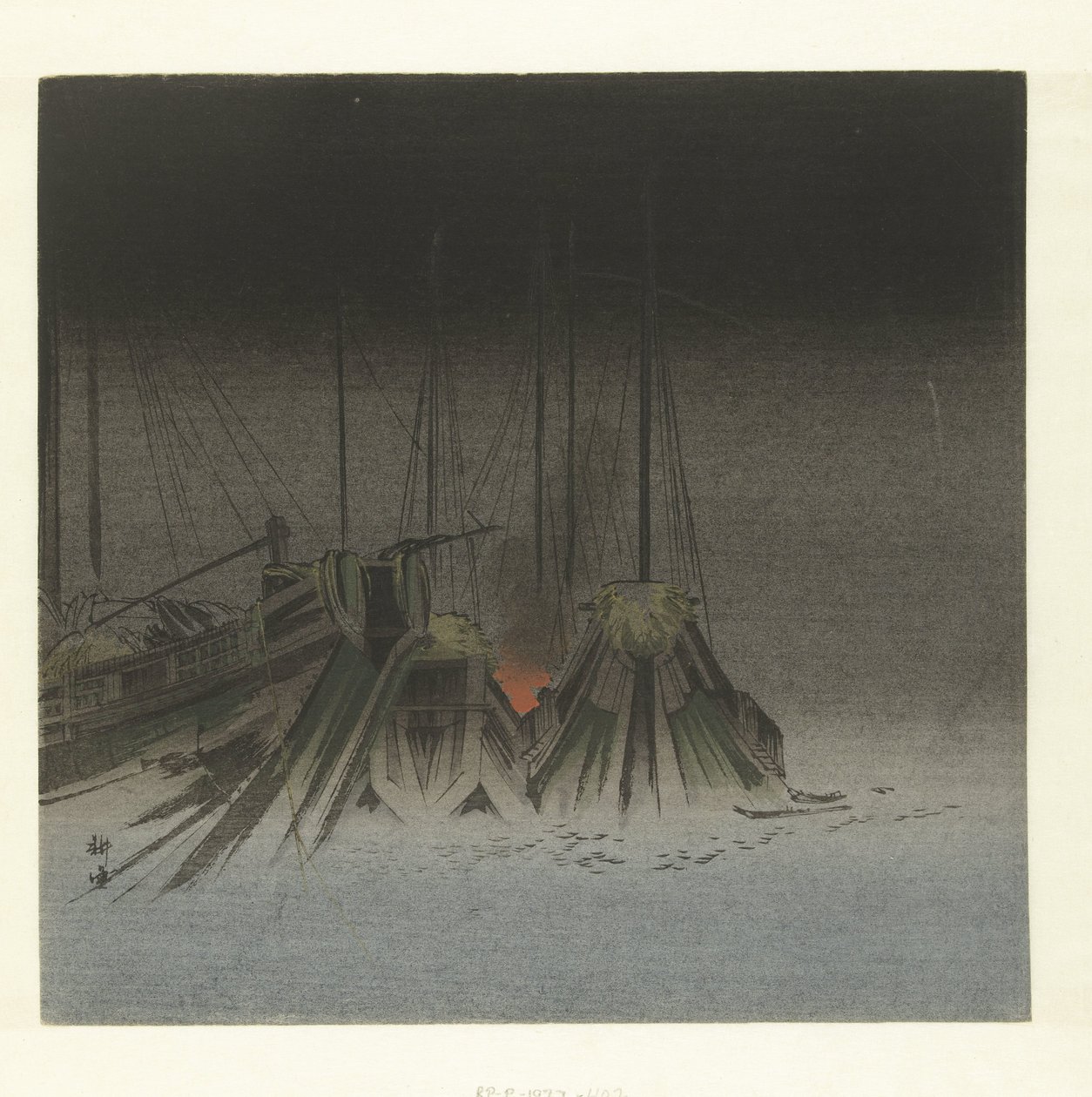 السفن في الليل بواسطة Tsukioka Kogyo