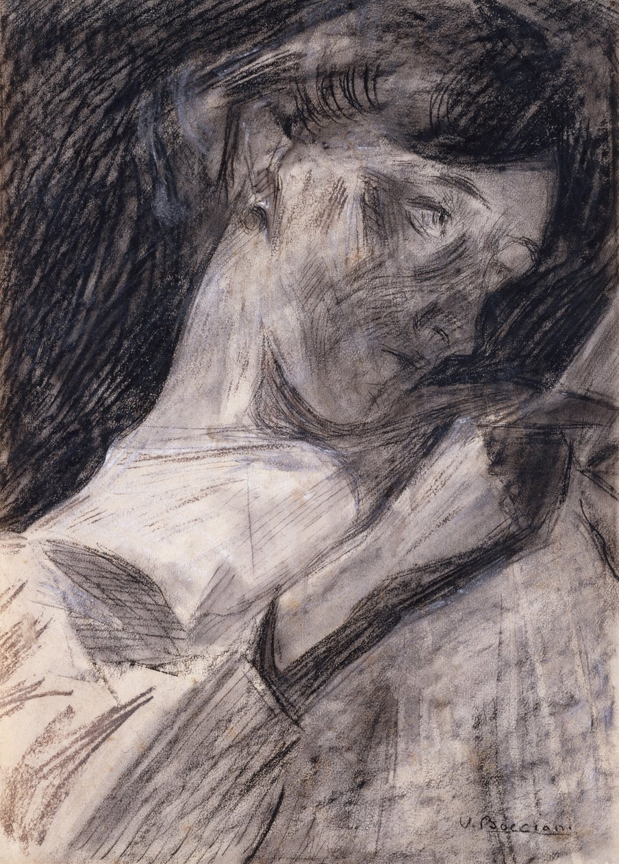 شابة تقرأ إيناس ، 1909-10. بواسطة Umberto Boccioni