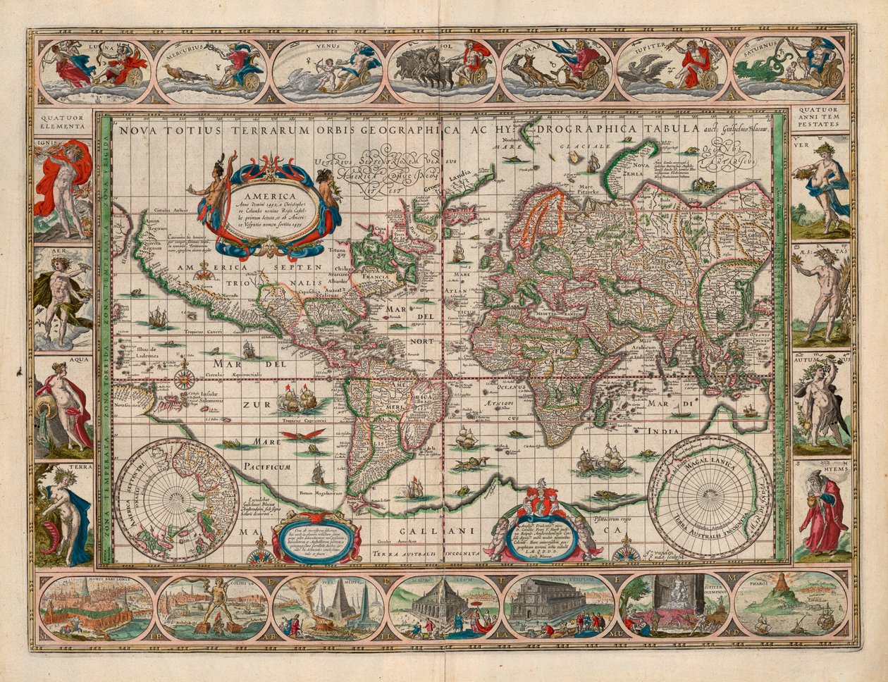 خريطة من مجموعة خرائط المكتبة الوطنية. نُشرت الخريطة عام (1635) وتظهر خريطة العالم بواسطة غير معروف غير معروف