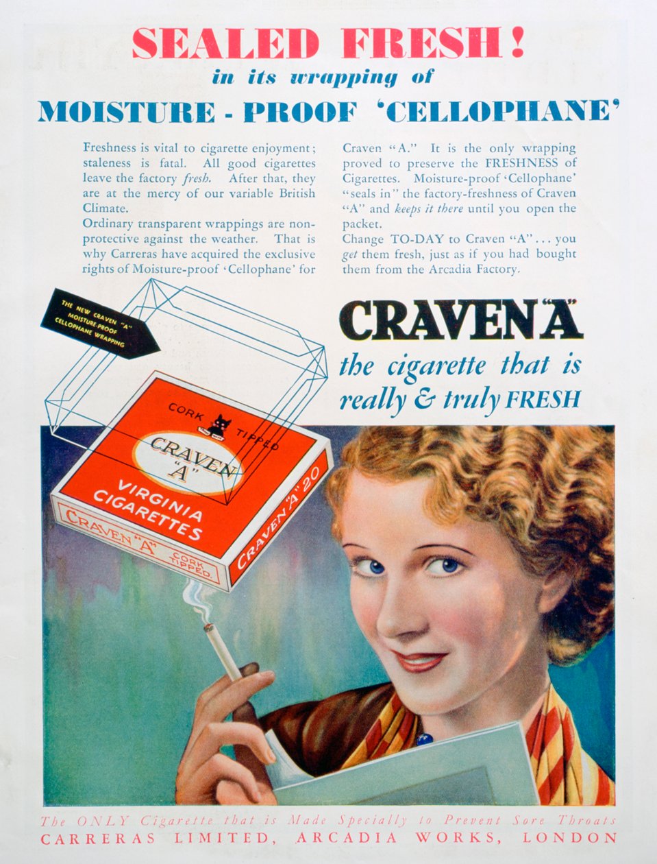 إعلان عن سجائر Craven A ، 1931 بواسطة غير معروف