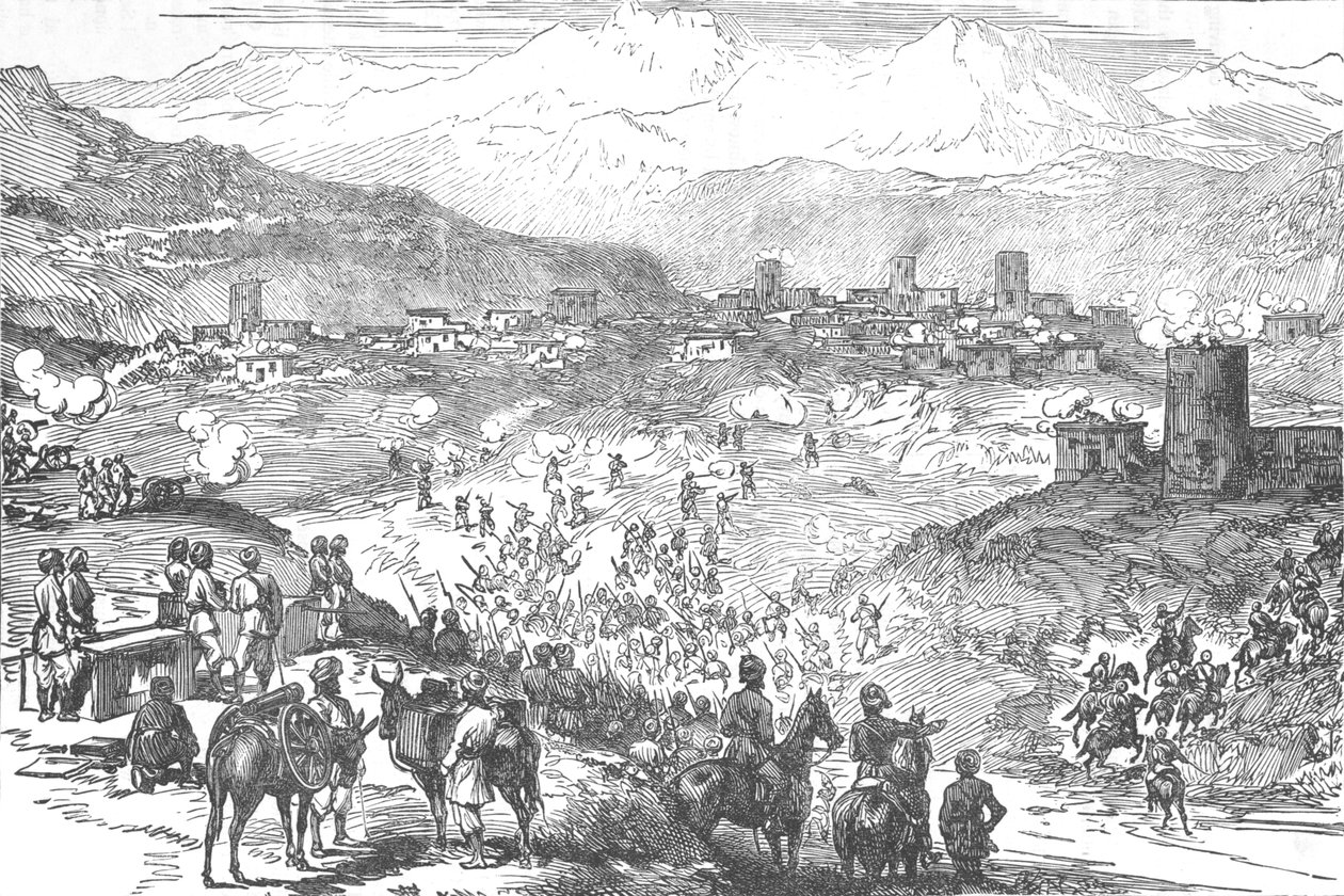 الهجوم على بلدة عفريدي ، c1880 بواسطة غير معروف