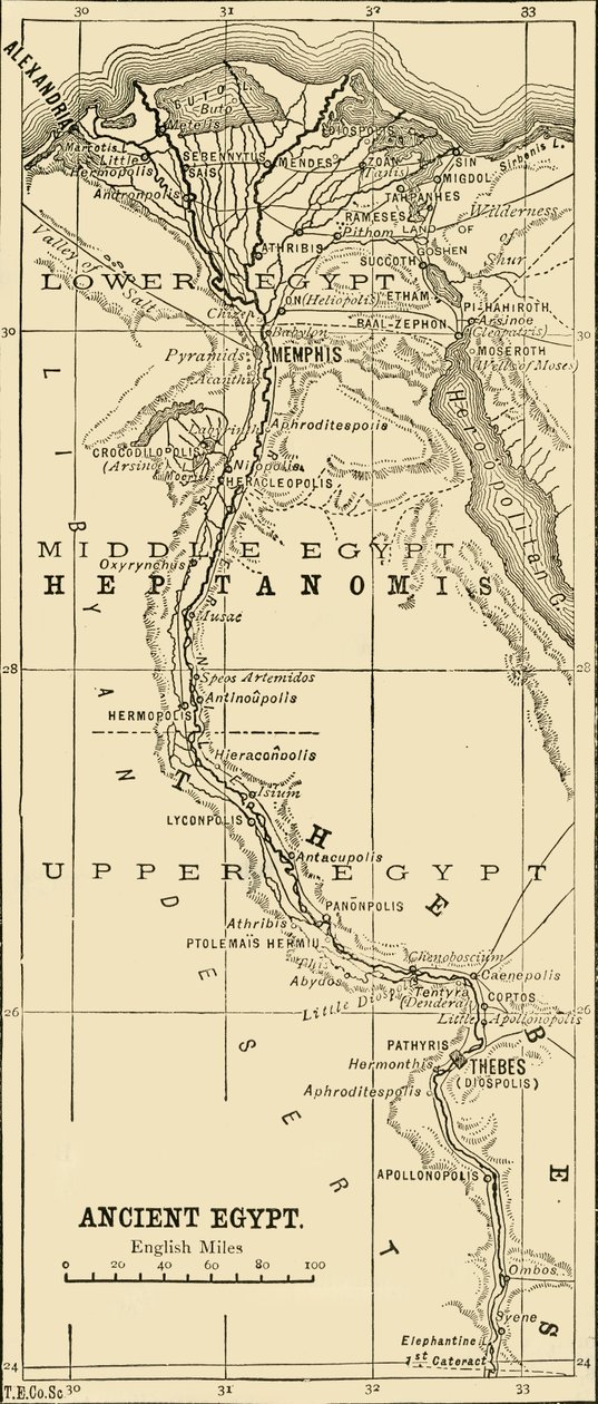 خريطة مصر القديمة ، 1890. بواسطة غير معروف