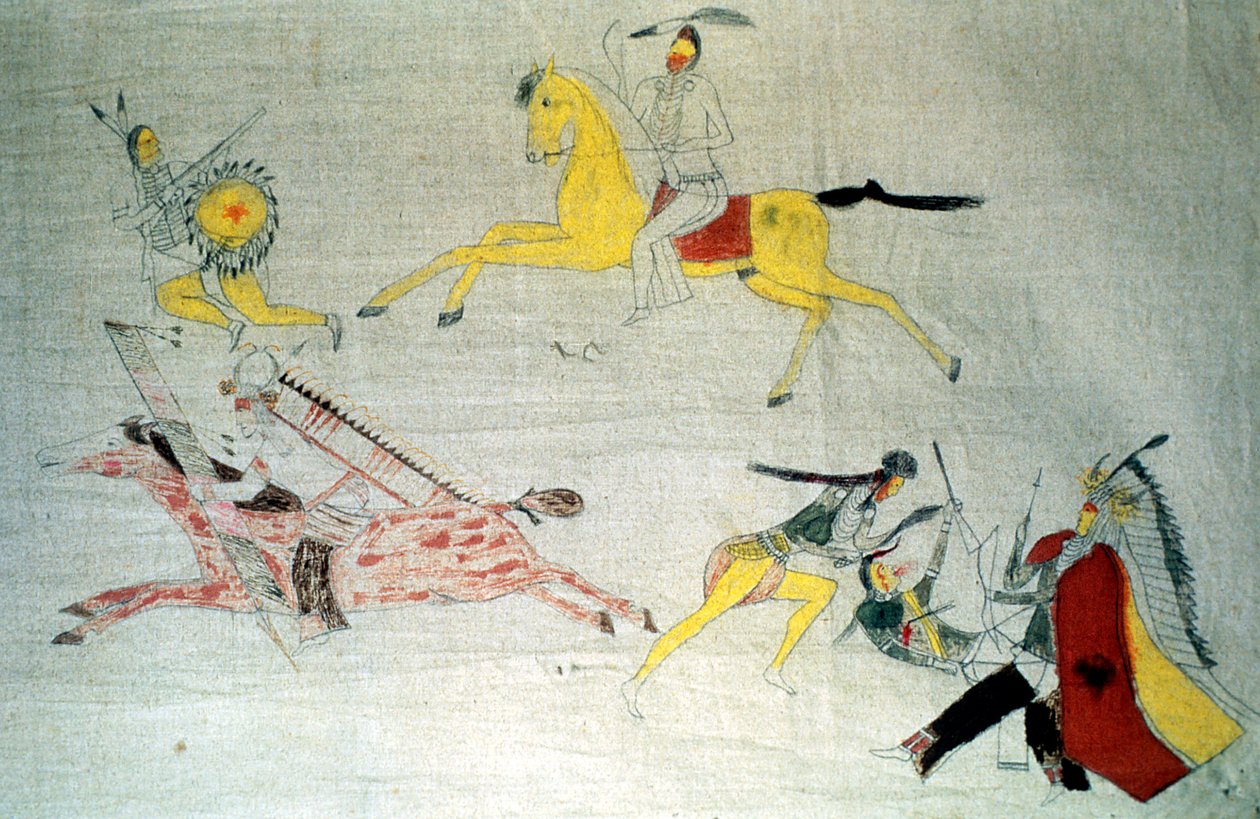 محاربو سيوكس في المعركة ، c1890 بواسطة غير معروف