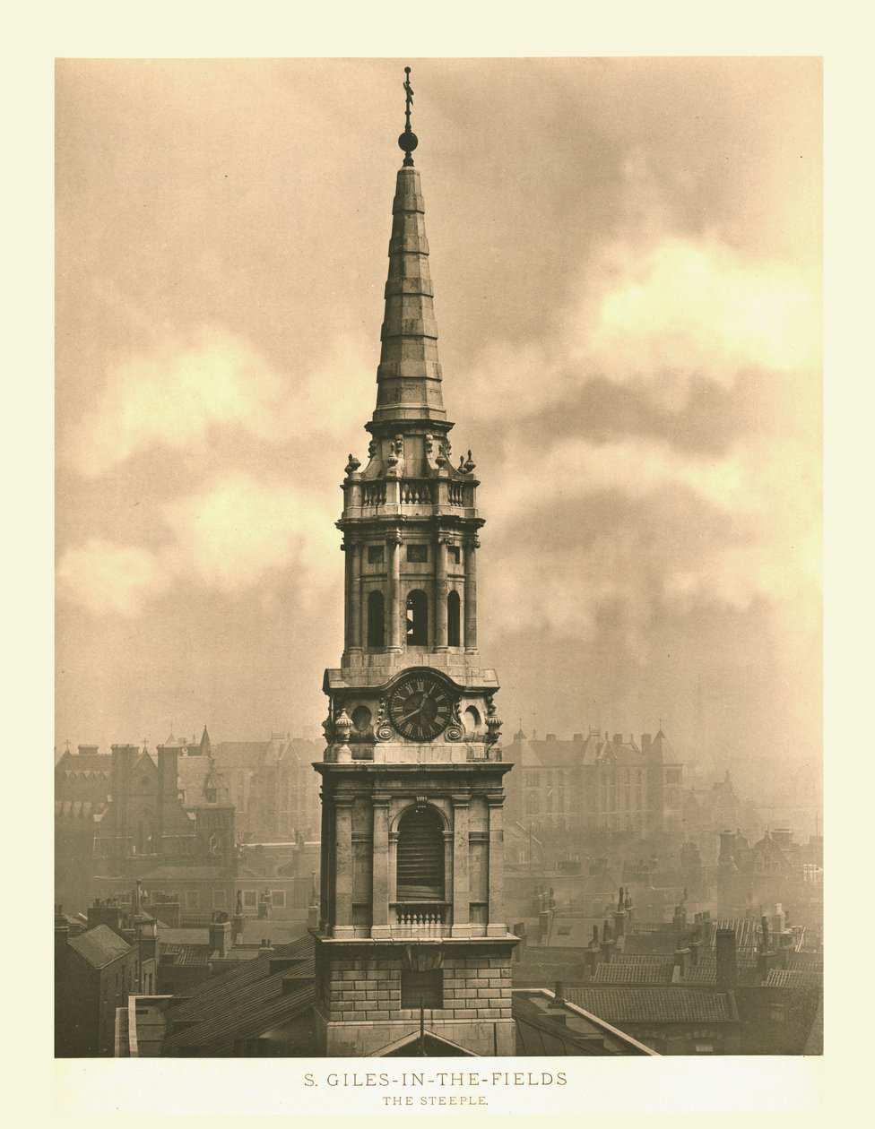 St Giles-in-the-Fields ، The Steeple ، منتصف أواخر القرن التاسع عشر. بواسطة غير معروف