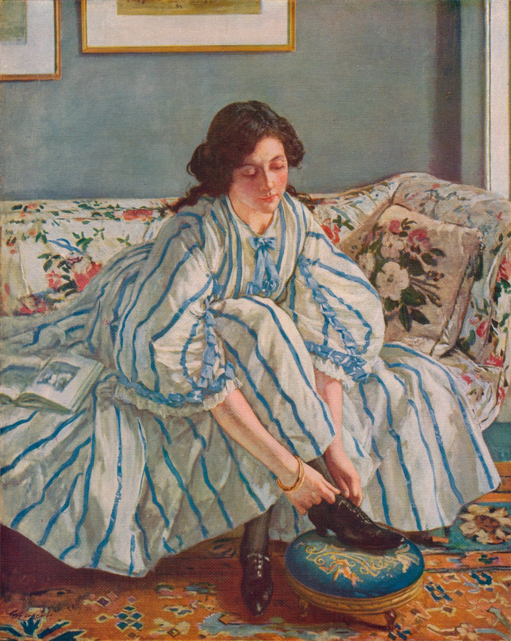 ربط حذائها ، c1900 بواسطة والتر راسل