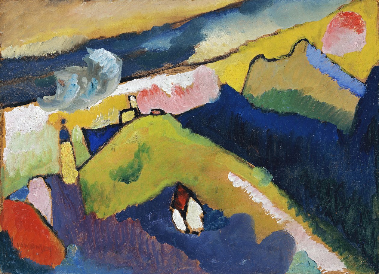 مورناو. المناظر الطبيعية الجبلية مع الكنيسة ، 1910 بواسطة فاسيلي كاندينسكي