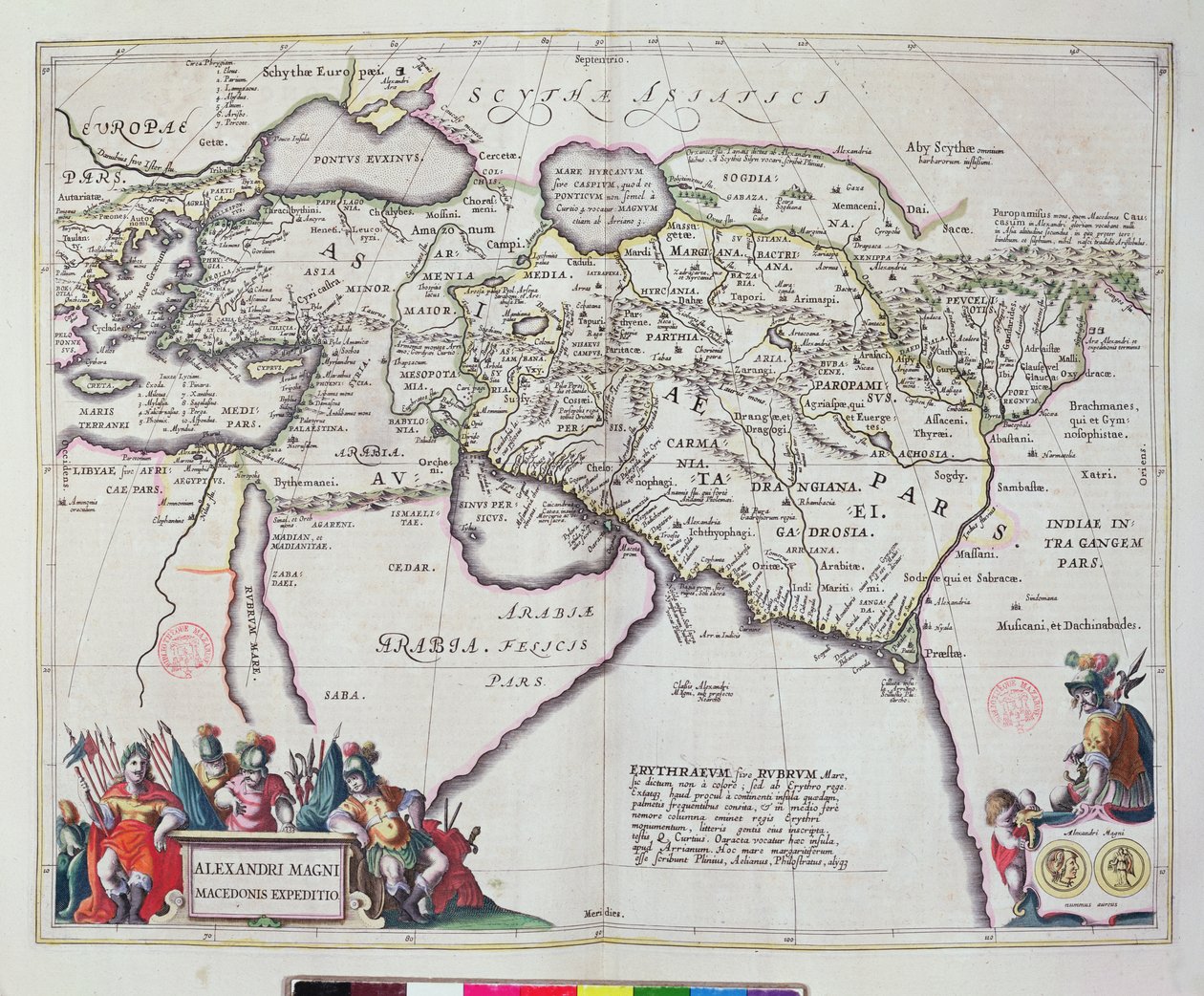 خريطة أسفار الإسكندر الأكبر (356-323 قبل الميلاد) من "مسرح لي موند" أو "أطلس نوفيل" ، 1645 بواسطة جوان بلاو