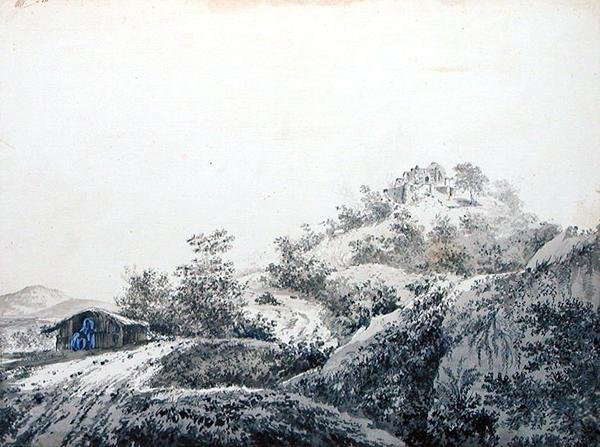 ممر Sicri Gully (Sakrigali) من البنغال ، يدخل في مقاطعة Bahar ، c.1781 (غسيل رمادي وجرافيت مع لون جسم على ورق مسدود) بواسطة وليام هودجز