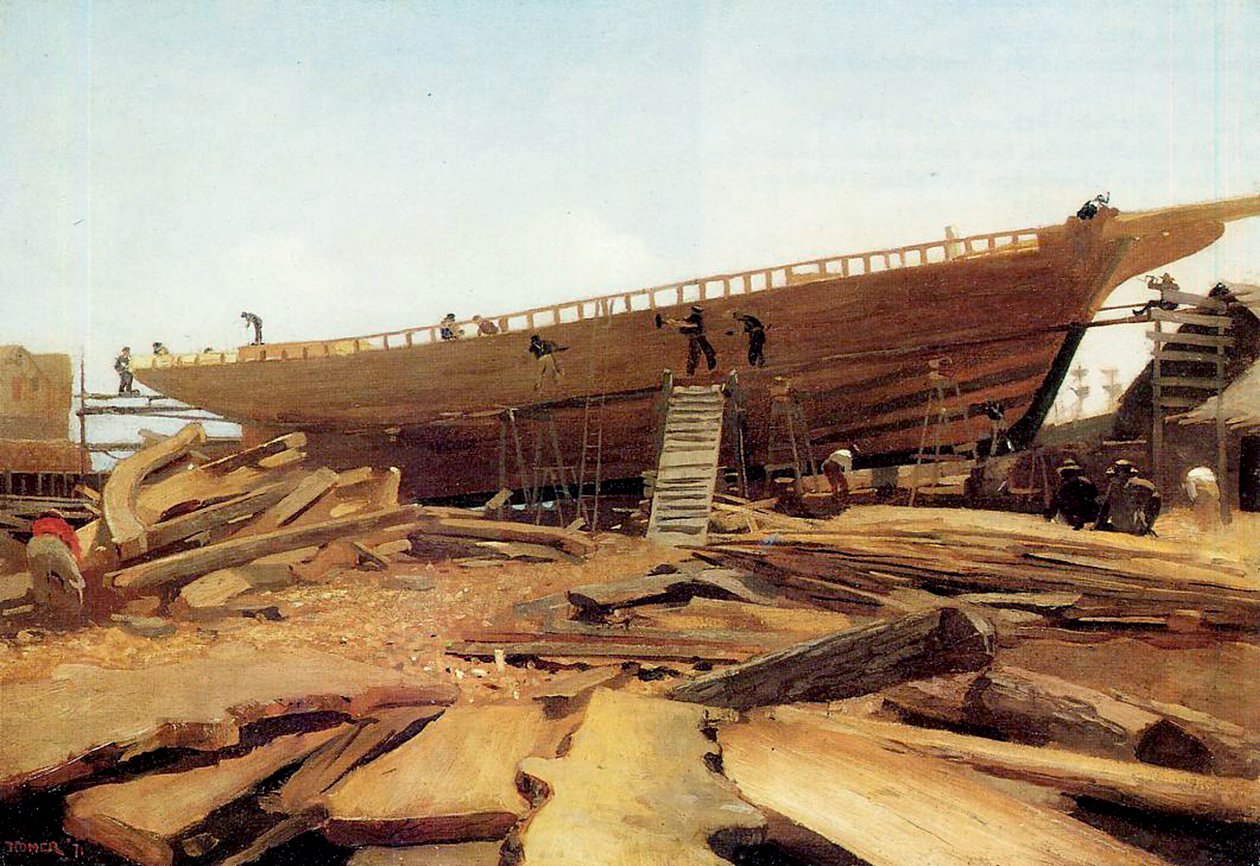بناء السفن ، غلوستر ، الولايات المتحدة الأمريكية ، 1871 بواسطة وينسلو هومر