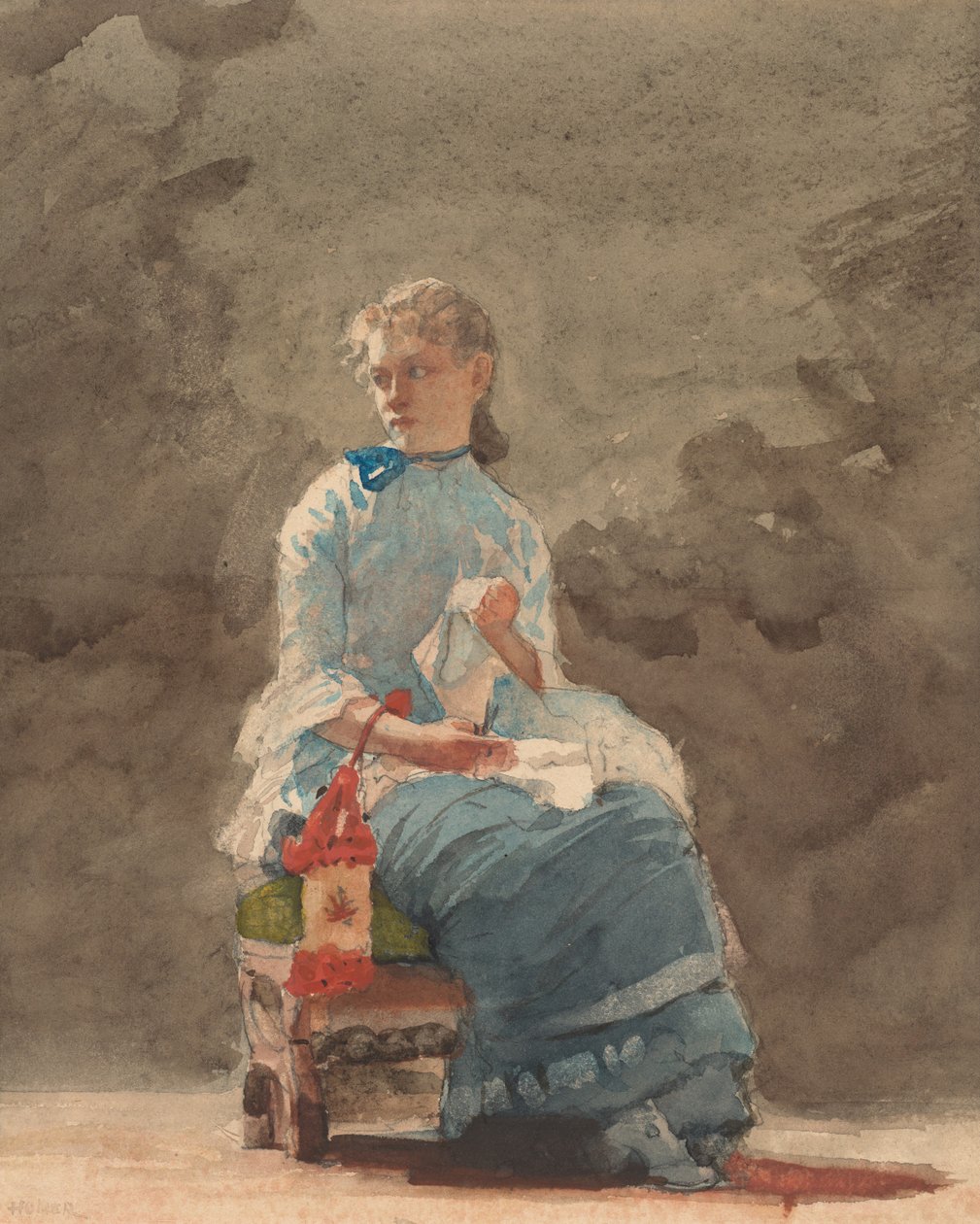 شابة الخياطة ، 1876. بواسطة وينسلو هومر