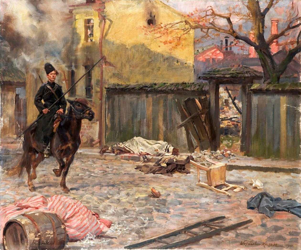 مذبحة الغارة ، 1907. بواسطة Wojciech Kossak