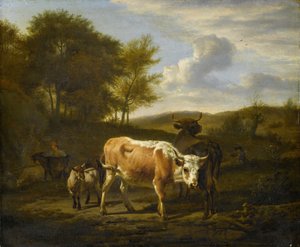 المناظر الطبيعية الجبلية مع الأبقار ، 1663