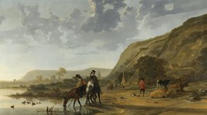 نهر المناظر الطبيعية مع الدراجين ، 1653-7