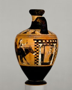 Terracotta lekythos ، حوالي 550-530 قبل الميلاد (الطين)