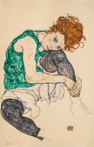 امرأة جالسة مع ثني ركبتيه ، 1917