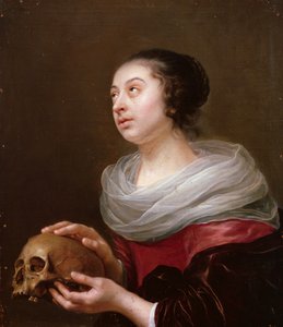 امرأة شابة تحمل جمجمة ، 1640s
