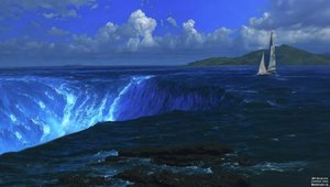 JJM تعيد إنشاء Bierstadt-A: شلالات نياجرا (مع السفينة الشراعية)