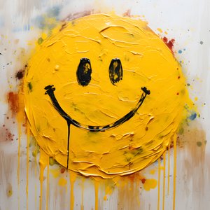 وجه مبتسم أصفر مطلي باللون impasto 4
