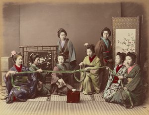 (Konkonchiki) فتاة يابانية تلعب لعبة ، c.1880