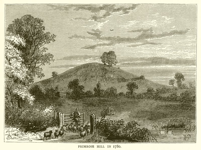 تل بريمروز عام 1780 بواسطة مدرسة اللغة الإنجليزية
