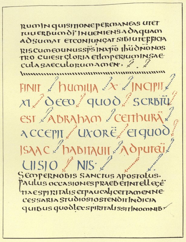 مثال على الكتابة Uncial بواسطة المدرسة الفرنسية