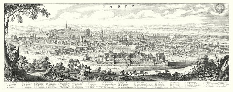 بانوراما باريس في 1632-1635 بواسطة المدرسة الألمانية