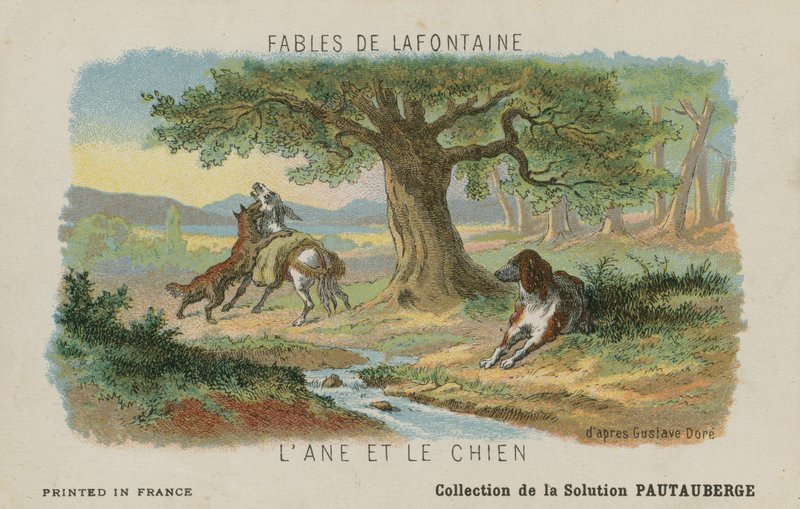الحمار والكلب (chromolitho) بواسطة غوستاف دور