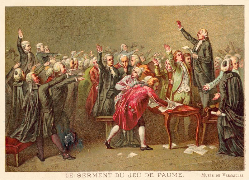 قسم ملعب التنس ، الثورة الفرنسية ، 20 يونيو 1789 (chromolitho) بواسطة لويس تشارلز أوغست كودير